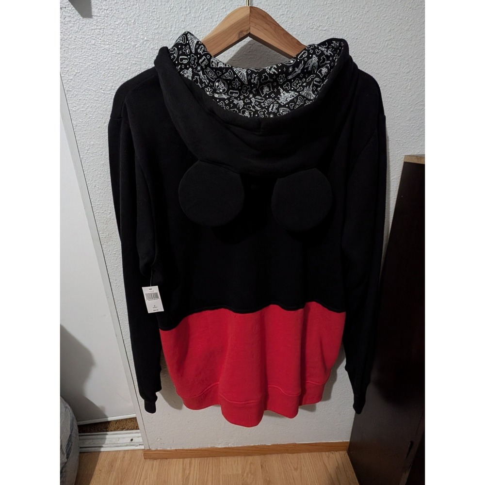 Disney Parks MICKEY MOUSE Hoodie Jacket Men's Medium Ears Pockets Blk/Red NWT - Picture 3 of 10
